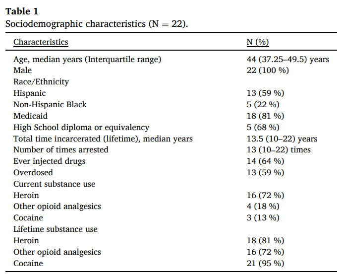 Table 1. Sociodemographic characteristics (N = 22).
